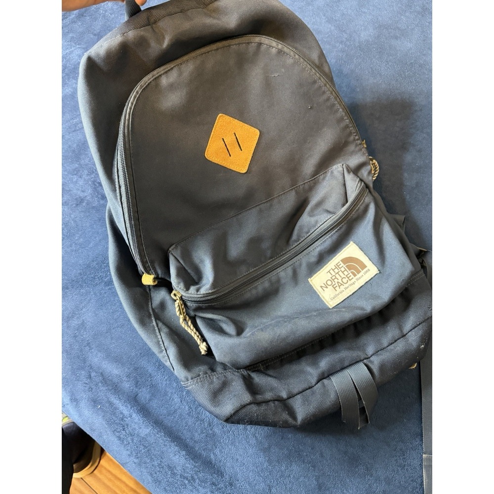 The North Face Berkeley Backpack Navy Blue Leather Patch Heritage Pack